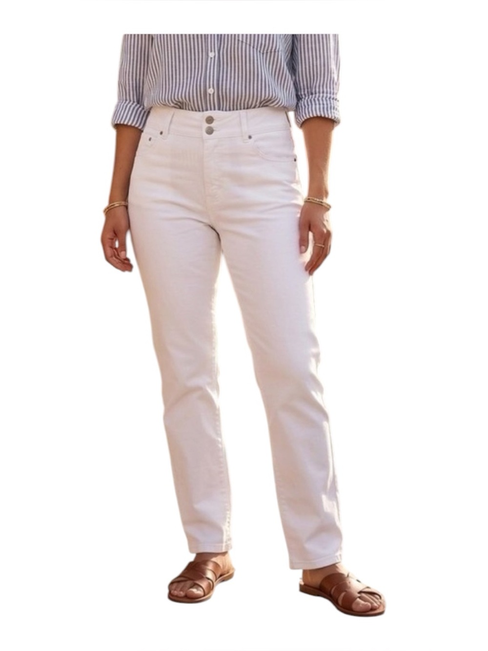 Lotus Premium Jeans Womens White Straight Leg High Rise Flaunt Your Curves 30x25